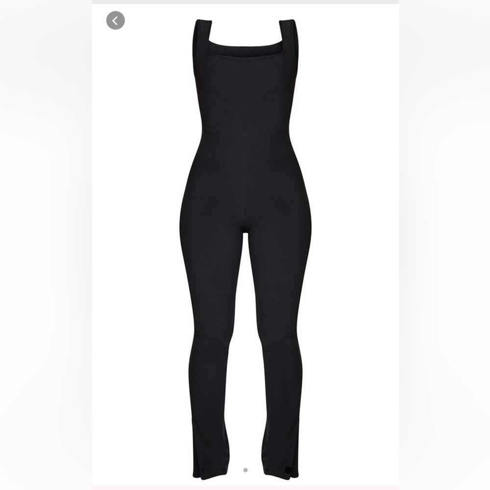 Black Thick Rib Split Hem Jumpsuit
